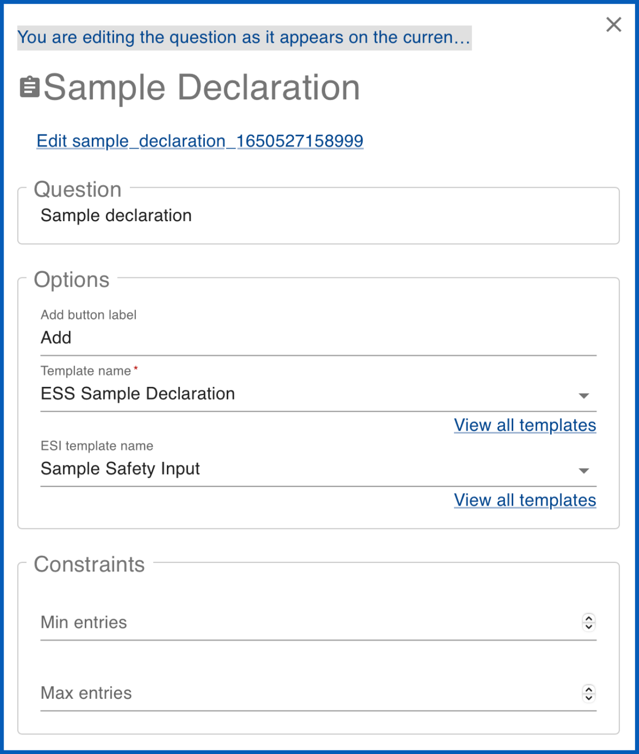 Sample declaration